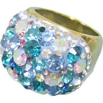 Prsten Ocelový prsten s barevnými krystaly v modrých a růžových odstínech, elegantní design pro každou příležitost. 59,5