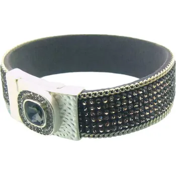 Náramek Náramek s černými krystaly a ozdobnou sponou, délka 190 mm, šířka 16 mm, váha 28 g.