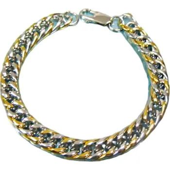 Náramek Náramek z oceli s pleteným designem, délka 220 mm, šířka 9 mm, stříbrná barva.