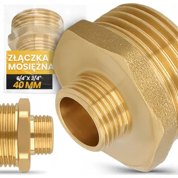 Instalatérský materiál MOSAZNÁ REDUKCE 6/4" x 3/4" VNĚJŠÍ ZÁVIT Vsuvka Nátrubek Redukční Spojka Trubek GE-T