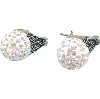 Náušnice Náušnice s kamínky v bílé barvě, průměr 12 mm, elegantní design pro každou příležitost.