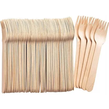 Příbor Dřevěné Vidličky Na Jedno Použití 50 Ks Sada Vidliček na Gril Piknik