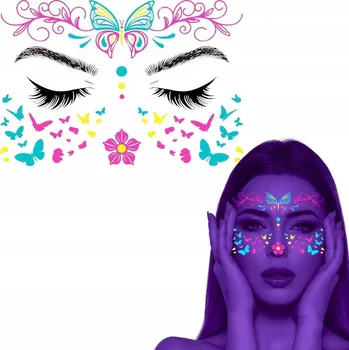 Odstranitelné tetování SAMOLEPKY NA OBLIČEJ FESTIVAL FLUORESCENČNÍ TETOVÁNÍ OMYVATELNÝ DOČASNÝ NEON