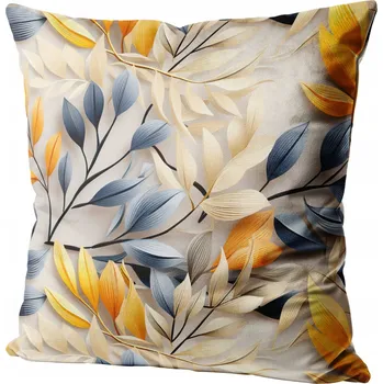Polštář VELUROVÝ POVLAK NA DEKORAČNÍ POLŠTÁŘ 50x50 SAMETOVÝ VZOR LISTY 289