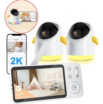 IP kamera NIANIA ELEKTRONICZNA 2K 3MP Z 2 KAMERĄ WIFI LCD 5" S OTOČNÝM NOČNÍM ZOOMEM