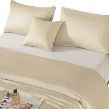 Povlečení BAMBUSOVÉ POVLEČENÍ S LEMEM, HLADKÉ, PRODYŠNÉ, PŘÍRODNÍ 220x200 + 2 POVLEČENÍ NA POLŠTÁŘE
