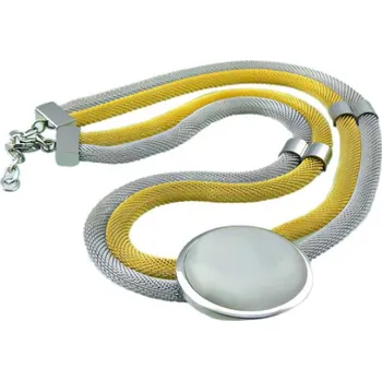 Řetízek Náhrdelník s kulatým přívěskem a kombinací stříbrné a žluté barvy, rozměr přívěsku 34 mm, délka 460 mm, šířka 6 mm.