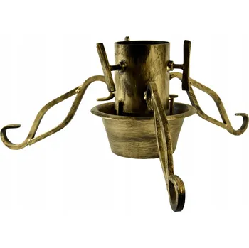 Stojánek na vánoční stromek Zlatý kovový stojan na vánoční stromek s velkou miskou na vodu pod stromeček