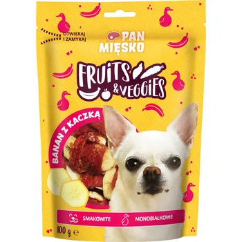 Pamlsek pro psa Pan Mięsko Psí pamlsek Fruits & Veggies Banán s kachnou 100g