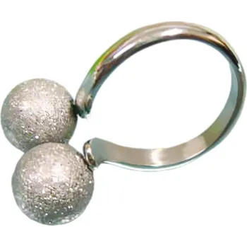 Prsten Dvojitý prsten s efektními kuličkami v stříbrné barvě, moderní design, velikost univerzální. 57