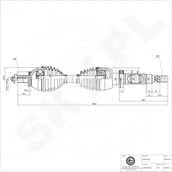 Poloosa kola Přední pravá hnací hřídel Volvo S60 II S80 II V60 I V70 III 6G9N3B436CE ESEN SKV
