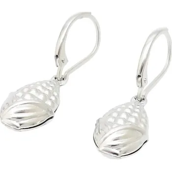 Náušnice Náušnice ve tvaru šišky s detailním vzorem, stříbrná barva, rozměr 19x10 mm, pár.