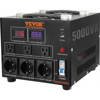 Měnič napětí Měnič Napětí napětí 5000VA 110V/220V, zásuvky US/EU, USB port, CE