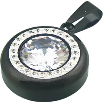 Přívěsek Přívěsek s krystalem a stříbrnou barvou, průměr 22 mm, elegantní design pro každou příležitost.