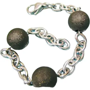 Náramek Náramek s černými koulemi a stříbrnou barvou, průměr kuliček 12 mm, elegantní design pro každodenní nošení.