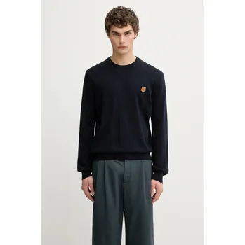Pánský svetr Vlněný svetr Maison Kitsuné Fox Head Merino Regular, XXL, námořnická modř, 59X
