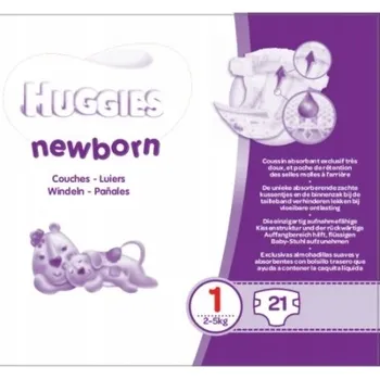 jednorázová plena Huggies, Newborn Baby, Velikost 1, 2-5 kg, Plenky, 21 kusů