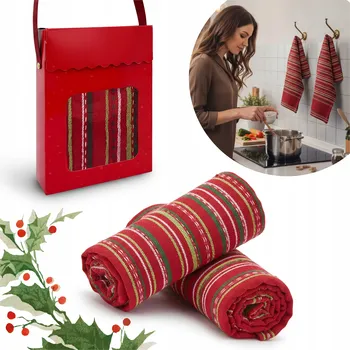 Utěrka VÁNOČNÍ DÁRKOVÁ SADA UTERKY DO KUCHYNĚ 2KS 40X60CM + KRABIČKA