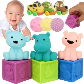 ostatní stavebnice STAVEBNICE SENZORICKÉ MĚKKÉ GUMOVÉ KOUSÁTKA KREATIVNÍ SADA PRO DĚTI