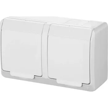 Elektrická zásuvka Dvojitá hermetická zásuvka Elektro-Plast HERMES s uzemněním IP44, bílá