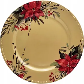 Talíř VÁNOČNÍ PODTALÍŘ POD TALÍŘ PLASTOVÝ ZLATÝ F119-ZY-G