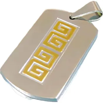 Přívěsek Přívěsek s geometrickým vzorem ve stříbrné barvě, rozměry 40x25x3 mm.