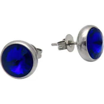 Náušnice Náušnice s modrým kamenem, průměr 10 mm, pár, váha 3 g.