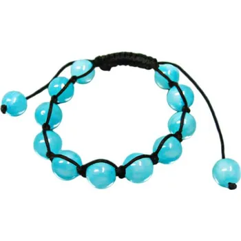 Náramek Náramek z tyrkysových korálků s černým uzávěrem, šířka korálků 10 mm.