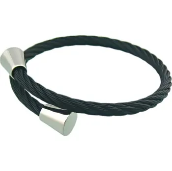 Náramek Náramek s černým pleteným designem a stříbrnými konci, šířka 4 mm, hmotnost 17 g.