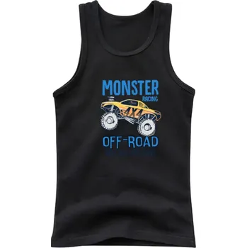 Dívčí tílko Dětské bavlněné tílko s potiskem off road auta Jednobarevné tričko bez rukávů s O výstřihem Letní top pro chlapce a dívky Různé barvy černá 8