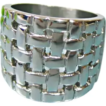 Prsten Ocelový prsten s moderním tkaným vzorem, stříbrná barva, elegantní design pro každodenní nošení. 52