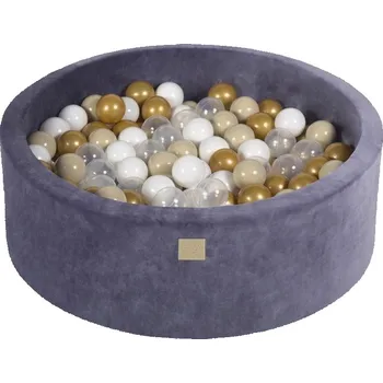 Dětský bazének Šedomodrý sametový bazének s míčky ø 90x30 cm Montessori – Meowbaby ID_1821860