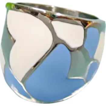 Prsten Pružný prsten s barevným dekorem v modré a bílé barvě, elegantní design pro každodenní nošení. 54,4