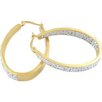 Náušnice Náušnice s lesklým povrchem a kamínky, zlatá barva, rozměr 40x26 mm.