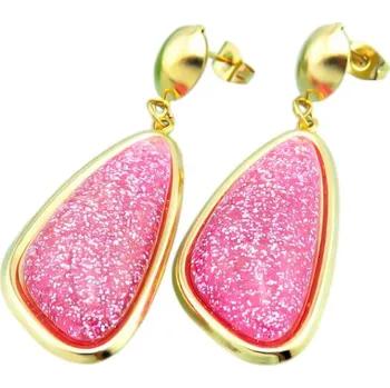 Náušnice Náušnice s růžovým krystalem a zlatou barvou, rozměry 39x18 mm, hmotnost 8 g.