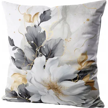 Polštář VELUROVÝ POVLEK NA DEKORAČNÍ POLŠTÁŘ 50x50 VELUR KVĚTINOVÝ MOTIV 225