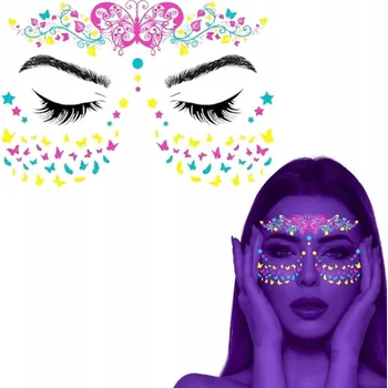 Odstranitelné tetování SAMOLEPKY NA OBLIČEJ FESTIVAL FLUORESCENČNÍ TETOVÁNÍ OMYVATELNÝ DOČASNÝ NEON