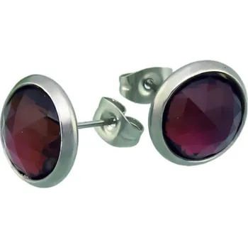 Náušnice Náušnice s fialovým kamenem, průměr 12 mm, lehké a elegantní, ideální pro každodenní nošení.