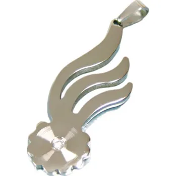 Přívěsek Přívěsek s květinovým motivem a třemi vlnitými pruhy, stříbrná barva, s krystalem, elegantní design.