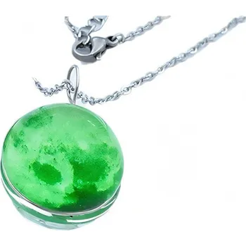 Přívěsek Luminiscenční přívěsek s náhrdelníkem, zelený, průměr 20 mm, délka náhrdelníku 400 mm.