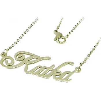 Přívěsek Osobní zlatý přívěsek s nápisem KATKA - velikost 42x12 mm, stříbrná barva.