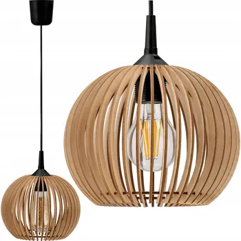 LAMPA WISZĄCA LED SUFITOWA DREWNIANA 1xE27 + HÁČEK Pro Snadnou Montáž