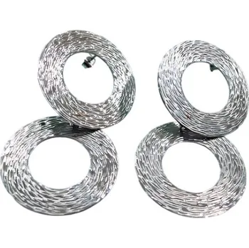 Náušnice Náušnice v moderním designu s kruhovým vzorem, stříbrná barva, pár.