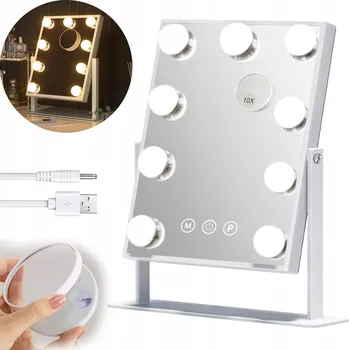 Zrcadlo Kosmetické zrcátko s 9 LED světly, 287 x 238 mm