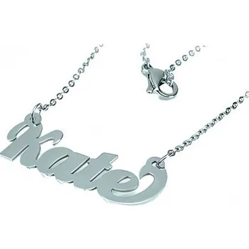 Přívěsek Osobní náhrdelník s nápisem KATE – stříbrná barva, rozměry 33x12 mm.