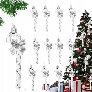 Vánoce Sada 12 stříbrných vánočních ozdob s mašličkou Vánoční Baňky