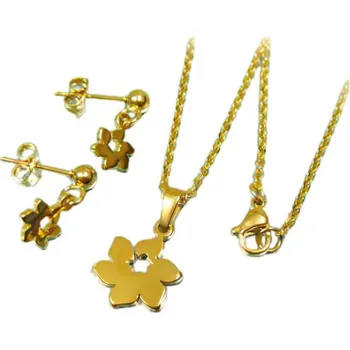 Souprava šperků Set květinových šperků se zlatou barvou - náhrdelník a pár náušnic, elegantní design pro každou příležitost.