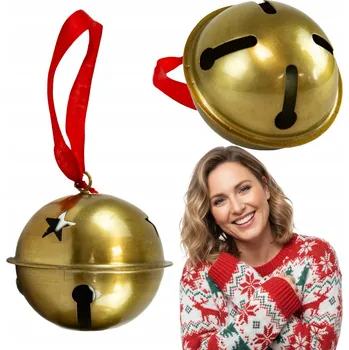 Vánoční dekorace KOVOVÉ ZVONKY NA VÁNOČNÍ STROMEK DVEŘE 9 CM ZVONÍCÍ VÁNOČNÍ OZDOBA Zlatá