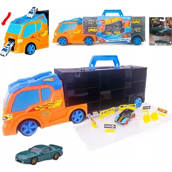 autíčko HOT WHEELS SADA 3V1 NÁKLADNÍ AUTO TRANSPORTER PRO 12 AUT KUFŘÍK + AUTO A ZNAČKY