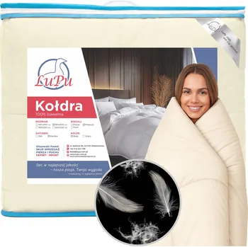 přikrývka Přikrývka 160x200 Celoroční péřová antialergická Ecru Polopeří Kachní (2) LuP